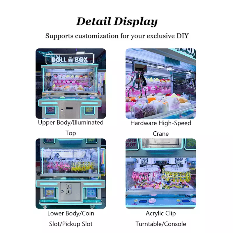 Customized 4-Player Japan-Korea Style Claw Machine - Arcade/Casino Use | QR Code & Coin-Operated | Doll/Blind Box Catching | Direct Manufacturer - Image 3